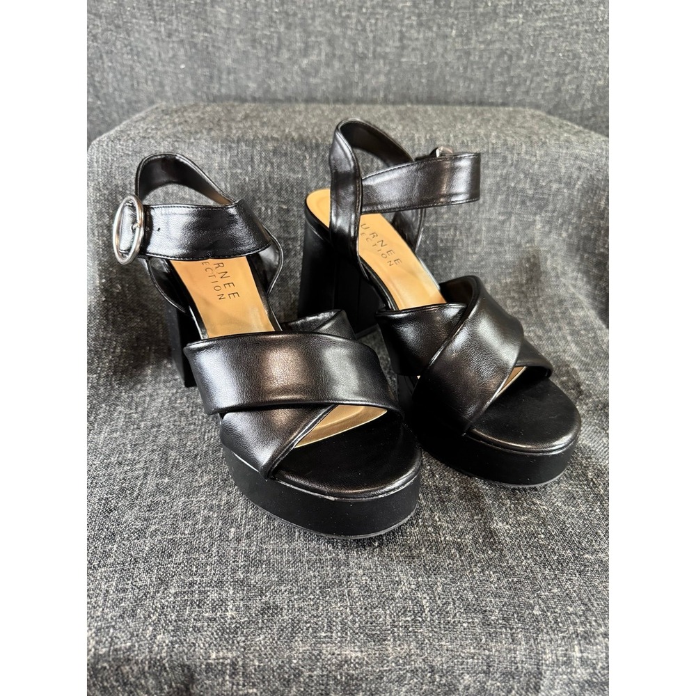 Journee Collection Akeely Black Platform Sandals Size 8 PO#005722